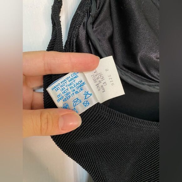 1990/80s Baja Blue Black Swimsuit with Gold Details - Picture 9 of 12